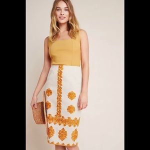 NWT by Anthropologie Size 4 Verona Khaki Color Knee Length Pencil Skirt